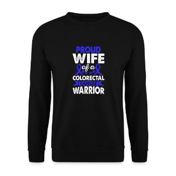 Ehefrau Des Darmkrebs-kriegers Awareness Blue - Unisex Pullover - Schwarz - Vorne - Alina (178cm) & Michal (187cm)