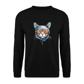 The cat with glasses - Unisex Sweatshirt - black - Front - Alina (178cm) & Michal (187cm)