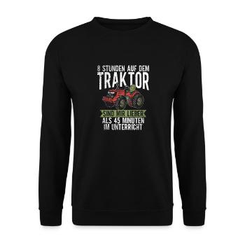 Lieber auf dem Traktor als im Unterricht - Unisex Pullover - Schwarz - Vorne - Alina (178cm) & Michal (187cm)