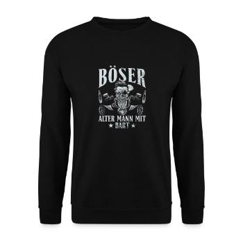 Böser alter Mann mit Bart - Unisex Pullover - Schwarz - Vorne - Alina (178cm) & Michal (187cm)