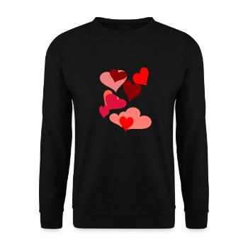 Symbol Herzen Herz Romantik Liebe herzlich - Unisex Pullover - Schwarz - Vorne - Alina (178cm) & Michal (187cm)