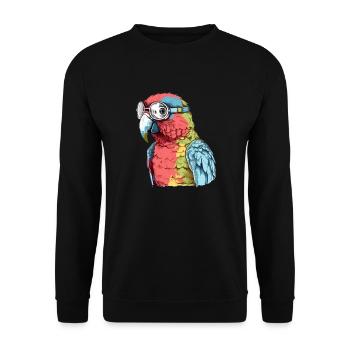 Pecco, der Brillenpapagei - Unisex Pullover - Schwarz - Vorne - Alina (178cm) & Michal (187cm)