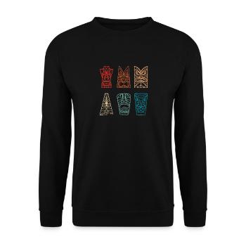Vintage Tiki Hawaiian Luau Maui Hawaii Party Tiki - Unisex Sweatshirt - black - Front - Alina (178cm) & Michal (187cm)