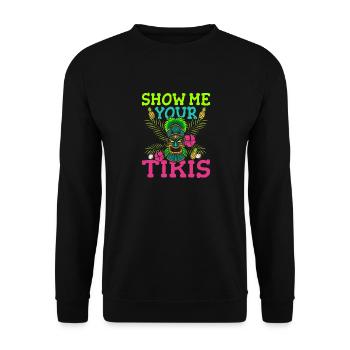 Show Me Tikis Hawaiian Luau Maui Hawaii Party - Unisex Sweatshirt - black - Front - Alina (178cm) & Michal (187cm)