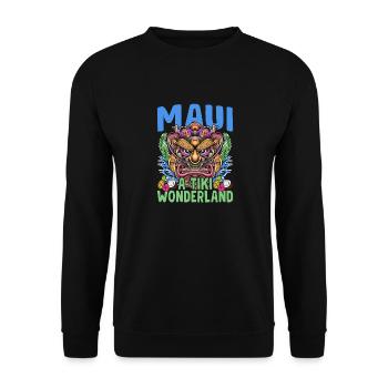 Tiki Wonderland Hawaiian Luau Maui Hawaii Party - Unisex Sweatshirt - black - Front - Alina (178cm) & Michal (187cm)