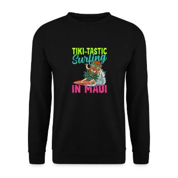 Tiki-tastic Surfing Hawaiian Luau Maui Party Tiki - Unisex Sweatshirt - black - Front - Alina (178cm) & Michal (187cm)