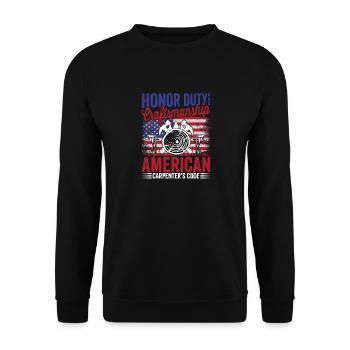 Handwerkskunst Tischler Holzarbeiter - Unisex Pullover - Schwarz - Vorne - Alina (178cm) & Michal (187cm)