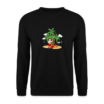 Christmas in July Santa Claus Surfing Hawaiian - Unisex Sweatshirt - black - Front - Alina (178cm) & Michal (187cm)