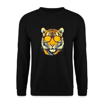 Tigy the bespectacled tiger - Unisex Sweatshirt - black - Front - Alina (178cm) & Michal (187cm)