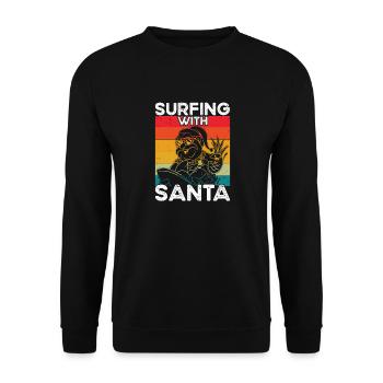 Christmas in July Santa Claus Surfing Hawaiian - Unisex Sweatshirt - black - Front - Alina (178cm) & Michal (187cm)