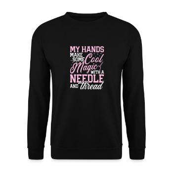 Nadel Und Faden Kreuzstich Handwerk Quilten Nähen - Unisex Pullover - Schwarz - Vorne - Alina (178cm) & Michal (187cm)
