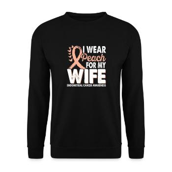 Wear a peach-colored ribbon for your wife - Unisex Sweatshirt - black - Front - Alina (178cm) & Michal (187cm)