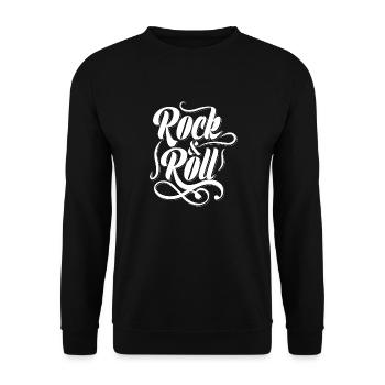 Rock'n'Roll-Typografie-Text - Unisex Pullover - Schwarz - Vorne - Alina (178cm) & Michal (187cm)