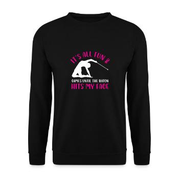 C’est tout le plaisir et les jeux jusqu’à ce que le bâton frappe mon - Sweat-shirt Unisexe - noir - Devant - Alina (178cm) & Michal (187cm)