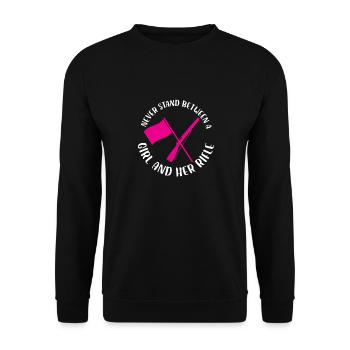 Ne vous tenez jamais entre une fille et son fusil - Sweat-shirt Unisexe - noir - Devant - Alina (178cm) & Michal (187cm)