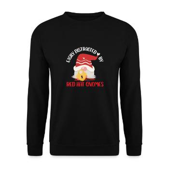 Facilement distrait par les nains au chapeau rouge - Sweat-shirt Unisexe - noir - Devant - Alina (178cm) & Michal (187cm)