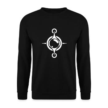 Abstraktes Kugelkompass-Design: Faszinierendes Design - Unisex Pullover - Schwarz - Vorne - Alina (178cm) & Michal (187cm)