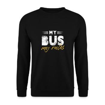 Drôle mon bus Mes règles - Chauffeur d’autobus scolaire Enfants - Sweat-shirt Unisexe - noir - Devant - Alina (178cm) & Michal (187cm)