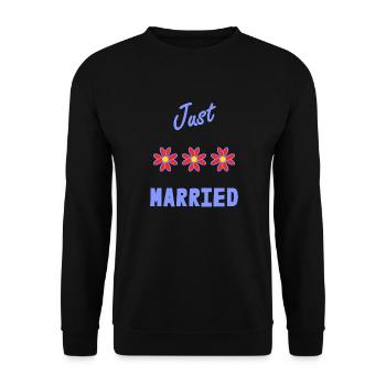 PAAR. ICH HABE GERADE GEHEIRATET. Junggesellinnenabschied. HEILIGER VALENTINSTAG. MARIES - Unisex Pullover - Schwarz - Vorne - Alina (178cm) & Michal (187cm)