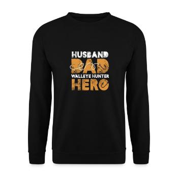 Husband Dad Walleye Hunter Hero - Unisex Sweatshirt - black - Front - Alina (178cm) & Michal (187cm)