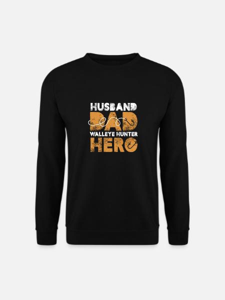 Husband Dad Walleye Hunter Hero - Unisex Sweatshirt - black