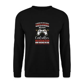 Wenn du das lesen kannst Controller niederlegen - Unisex Pullover - Schwarz - Vorne - Alina (178cm) & Michal (187cm)