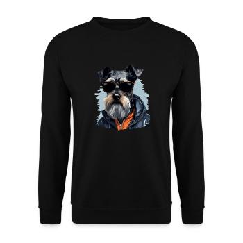Streetwear Whiskers: miniature schnauzer style - Unisex Sweatshirt - black - Front - Alina (178cm) & Michal (187cm)