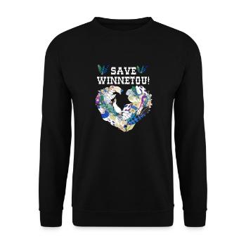 enregistrer winnetou,font,typo,Winnetou, plumes - Sweat-shirt Unisexe - noir - Devant - Alina (178cm) & Michal (187cm)