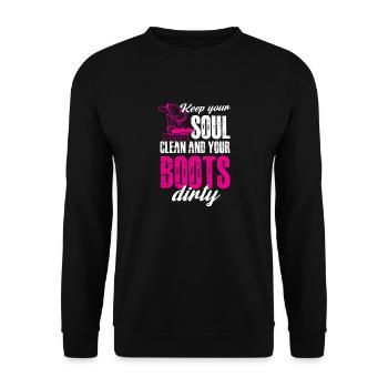 keep your soul clean and your boots dirty - Unisex Sweatshirt - black - Front - Alina (178cm) & Michal (187cm)