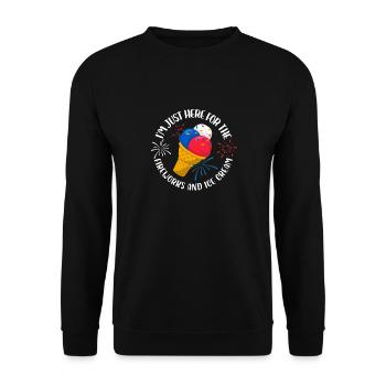 Im just here for the fireworks and ice cream - Unisex Pullover - Schwarz - Vorne - Alina (178cm) & Michal (187cm)
