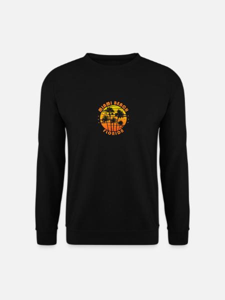 Rétro Miami Beach Floride Souvenir Vintage Palm - Sweat-shirt Unisexe - noir