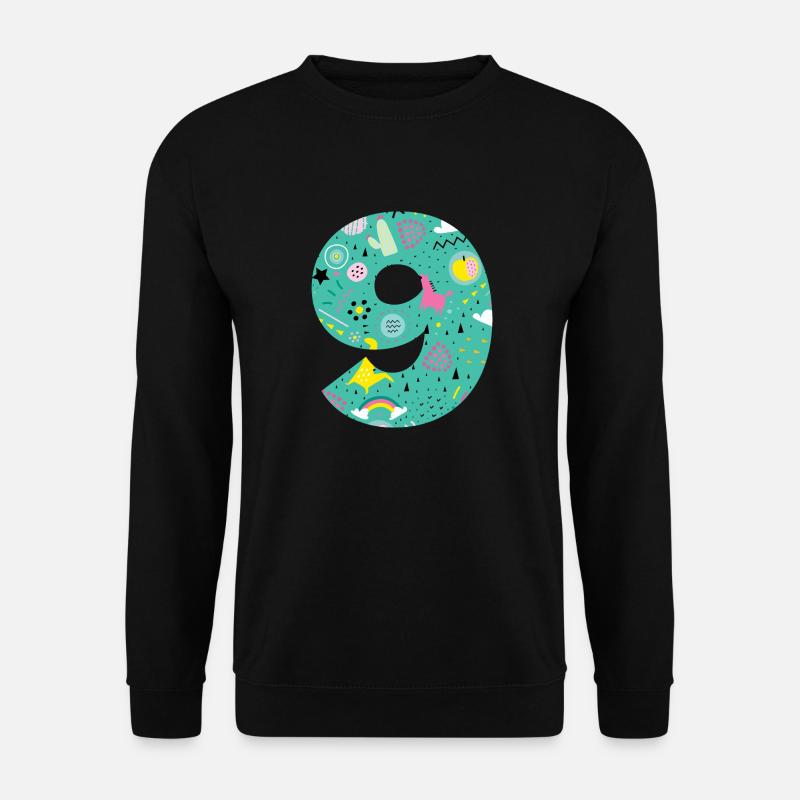 Personalized Birthday 9 Number - Unisex Sweatshirt - black