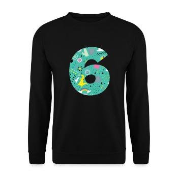 Personalisierte Geburtstagsnummer 6 - Unisex Pullover - Schwarz - Vorne - Alina (178cm) & Michal (187cm)
