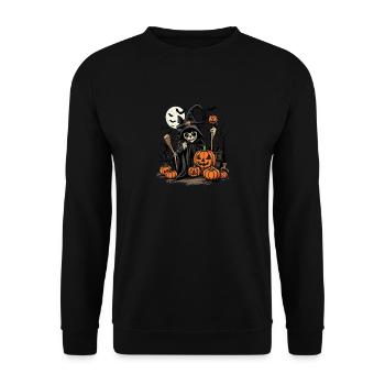 Spooky Halloween 2023 Witch Pumpkin Bats - Unisex Sweatshirt - black - Front - Alina (178cm) & Michal (187cm)