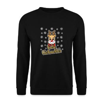 Frohe Weihnachten - Unisex Pullover - Schwarz - Vorne - Alina (178cm) & Michal (187cm)