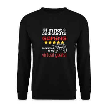 Not addicted to gaming - Unisex Pullover - Schwarz - Vorne - Alina (178cm) & Michal (187cm)