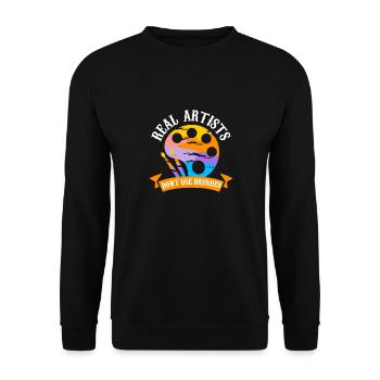 Real artists don't use brushes - Unisex Pullover - Schwarz - Vorne - Alina (178cm) & Michal (187cm)