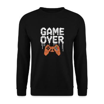 Junggesellenabschied: Game-Over Design - Unisex Pullover - Schwarz - Vorne - Alina (178cm) & Michal (187cm)