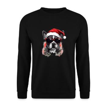 French Bulldog Christmas Dog in the Snow - Unisex Sweatshirt - black - Front - Alina (178cm) & Michal (187cm)