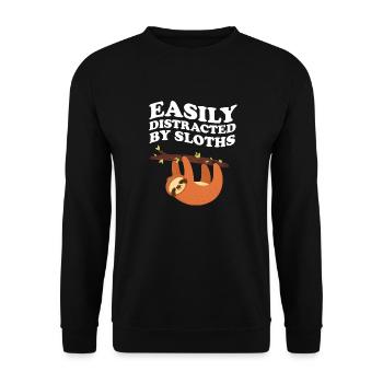 Easily Distracted By Sloth's Sloth Saying - Unisex Sweatshirt - black - Front - Alina (178cm) & Michal (187cm)