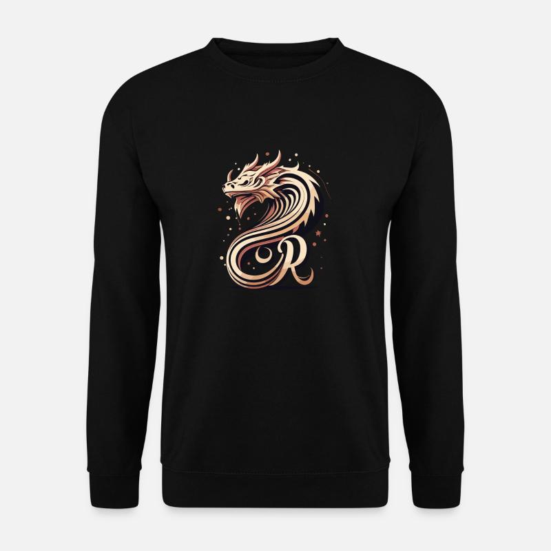 Buchstabe R mit Drache - Unisex Pullover - Schwarz