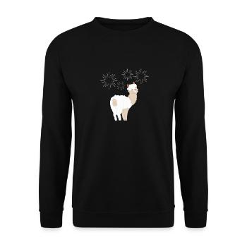 Réveillon du Nouvel An - Bonne Année - Alpaga - Sweat-shirt Unisexe - noir - Devant - Alina (178cm) & Michal (187cm)