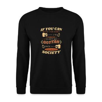Funny Guitar Introvert Retro Vintage - Unisex Sweatshirt - black - Front - Alina (178cm) & Michal (187cm)