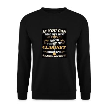 Funny Clarinet Introverted Retro Vintage - Unisex Sweatshirt - black - Front - Alina (178cm) & Michal (187cm)