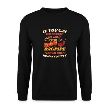 Funny Bagpipe Bagpipe Introverted Retro - Unisex Sweatshirt - black - Front - Alina (178cm) & Michal (187cm)