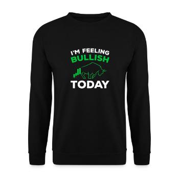Börsenbulle -Good Feeling - Unisex Pullover - Schwarz - Vorne - Alina (178cm) & Michal (187cm)