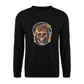 Crâne humain et fleurs 21 - Sweat-shirt Unisexe - noir - Devant - Alina (178cm) & Michal (187cm)