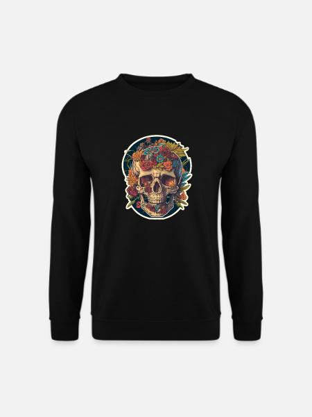Human Skull & Flowers 21 - Unisex Sweatshirt - black