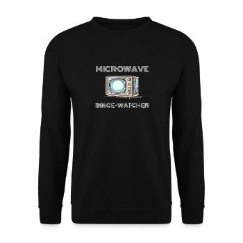 Lustiges TV -Mikrowelle T -Shirt Männer Frauen - Unisex Pullover - Schwarz - Vorne - Alina (178cm) & Michal (187cm)