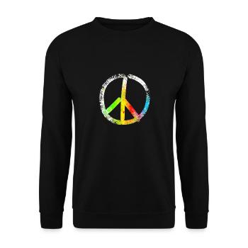 peace sign speckled 02 - Unisex Sweatshirt - black - Front - Alina (178cm) & Michal (187cm)